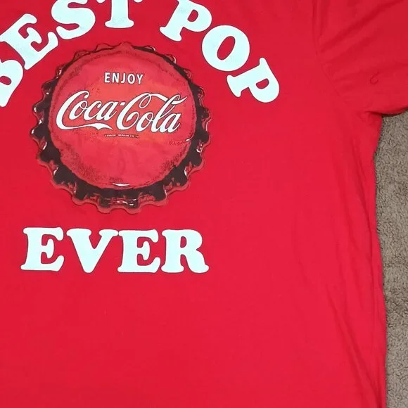 Coca-Cola T Shirt Mens XL 46/48 Red Best Pop Ever Crewneck Graphic Retro Fathers - Picture 6 of 8